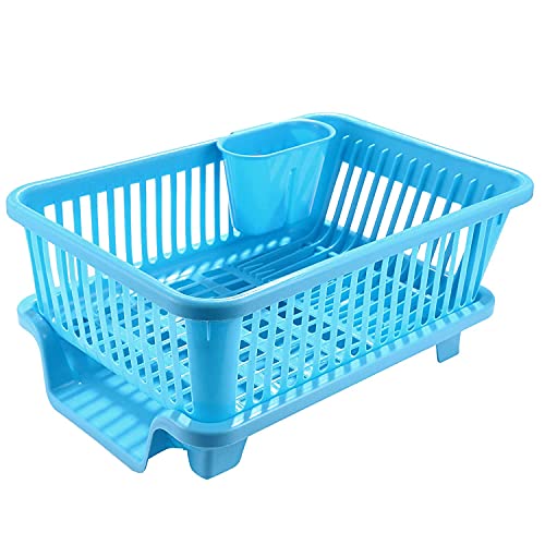 Homeor 3 in 1 Durable Plastic Kitchen Sink, Large Dish Rack