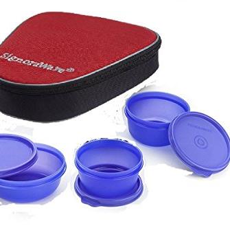 Signoraware Plastic Sleek Lunch with Bag, Violet - SIGNORA WARE Kitchen