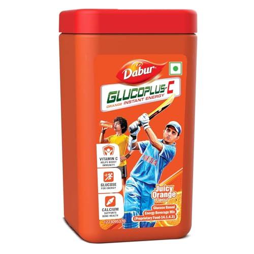 Dabur GlucoPlus-C Juicy & Tasty (Orange Flavour) Powder- 400g Jar | Vitamin C helps Boosts Immunity | Calcium Supports Bone Health - DABUR Drugstore