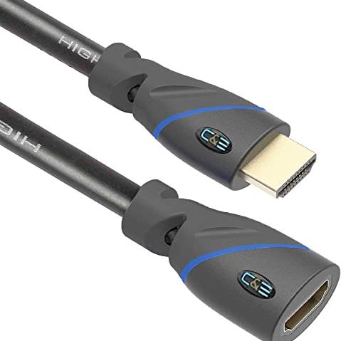 C&E High Speed HDMI Cable Male to Female with Ethernet Black (15 Feet/4.5 Meters), Supports 4K, 3D and Audio Return - C&E Electronics