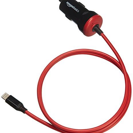 amazon basics 5V 2.4A 12W Straight Cable Lightning Usb Car Charger Compatible With Mp 3 Players (3',Black) - amazon basics Wireless Accessory