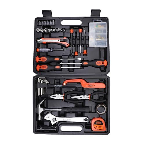 BLACK+DECKER BMT126C Hand Tool Kit for Home & DIY Use (126-Piece) - Includes Screwdriver, Wrench, Ratchet, Utility Knife, Saw, Claw Hammer, Measuring Tape and Plier, 6 Month Warranty, ORANGE & BLACK - BLACK+DECKER Home Improvement