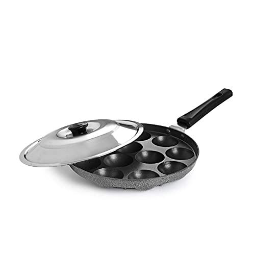 CELLO Non-Stick 12 Cavity Appam Patra Single Handle with Stainless Steel Lid - CELLO Kitchen