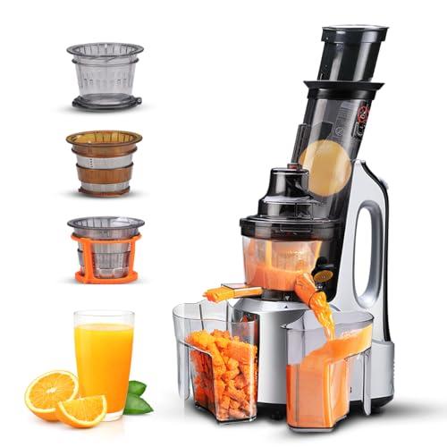 AGARO Imperial Slow Juicer, Professional Cold Press Whole Slow Juicer, 240 Watts Power Motor, 3 Strainers, All-in-1 Fruit & Vegetable Juicer, Grey/Black - AGARO Kitchen