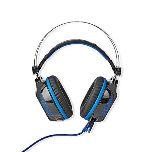 Amigo Nedis Wired Over-Ear Gaming Headset | with 7.1 Virtual Surround Sound | USB Connector | LED Light | Extra Bass (Black/Blue) - AMIGO Personal Computer