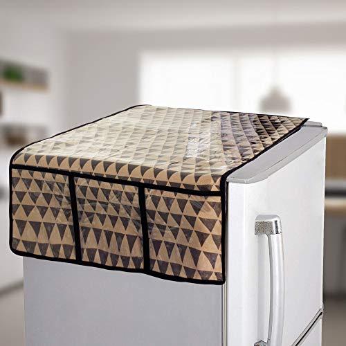 PrettyKrafts Premium Fridge Top Cover with 6 Utility Pockets, Dust Free & Easily Washable, Trio BB - PrettyKrafts Home