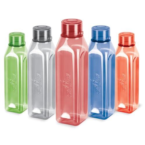 MILTON Prime Pack of 5 Water Bottles, 1 Litre Each I BPA Free I Food Grade Fridge Bottle Set I Leak Proof Bottles for Travel, Work, Assorted - MILTON Kitchen
