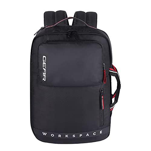 Gear Workspace 18 Ltrs Hybrid Briefcase Laptop Backpack (Black-Red), One Size (BKPWRPHYD0101) - Gear Luggage