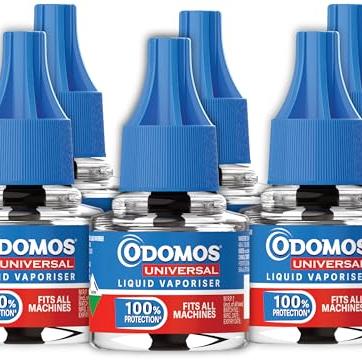 Odomos Universal Liquid Vaporiser 45ml X Pack Of 6 | Mosquito Repellent Single Refill | 100% Protection| Fits All Machines | Protects Dengue, Malaria & Chikungunya Mosquitoes | - Odomos Lawn & Patio