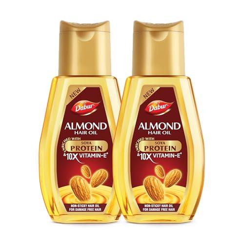 Dabur Almond Hair Oil - 580ml(290ml*2) | Provides Damage Protection | Non Sticky Formula | For Soft & Shiny Hair | With Almonds, Keratin Protein, Soya Protein & 10X Vitamin E - DABUR Beauty