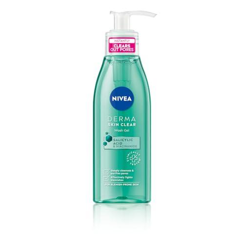 NIVEA Derma Skin Clear Wash Gel (150ml), Deep Cleansing Face Wash Gel, Salicylic Acid Face Wash Enriched with Niacinamide to Cleanse Pores and Remove Impurities - NIVEA Beauty