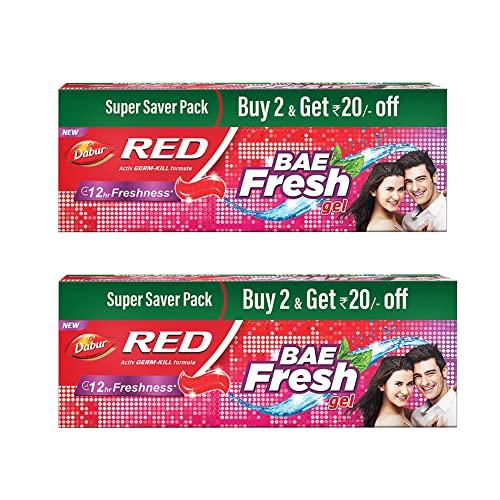 Dabur Red Bae Fresh Gel - 600gm (300gm*2) | Fights Bad Breath, Cavity Germs and Plaque | 12hr Freshness | Activ Germ-Kill formula - Dabur Drugstore