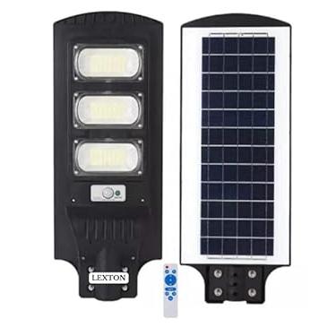 Lexton Solar Street Light 90w Led Power, 15watt Brightness, Solar Powered ABS Plastic - Automatic Operations with Motion Sensor and IP65 Waterproof for Outdoor Use - Black (90Watt, Pack of 1) - Lexton Lawn & Patio
