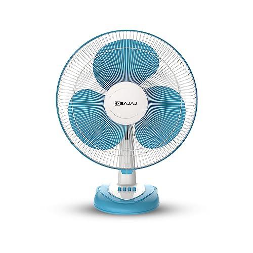 Bajaj Frore Neo Table Fan 400 MM | Table Fans For Home & Office | Aerodynamically Balanced Blades | 100% Copper Motor | High Air Delivery | 3-Speed Control | 2-Yr Warranty 【Blue】 - Bajaj Kitchen