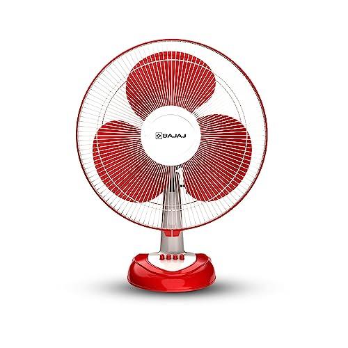 Bajaj Frore Neo Table Fan 400 MM | Table Fans For Home & Office | Aerodynamically Balanced Blades | 100% Copper Motor | High Air Delivery | 3-Speed Control | 2-Yr Warranty 【Red】 - Bajaj Kitchen