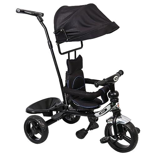 BeyBee| Beta Secure Baby Tricycle for Kids with Sun Canopy & Parents Handle and Also with a Storage Basket Back Side | Color Wheels for Boys and Girls for Age 1 to 5 yrs (Black) - BeyBee Baby Product