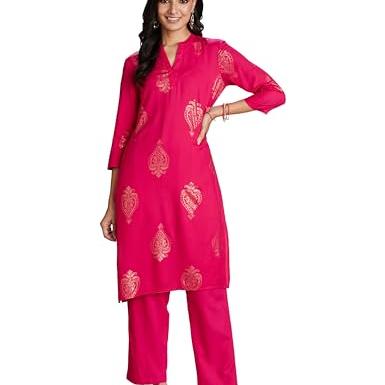 Amazon Brand - Myx Women's Rayon Salwar Suit (MYX-AW23-BC-RSETSTK-04_Fuschia_S) - Amazon Brand - Myx Apparel