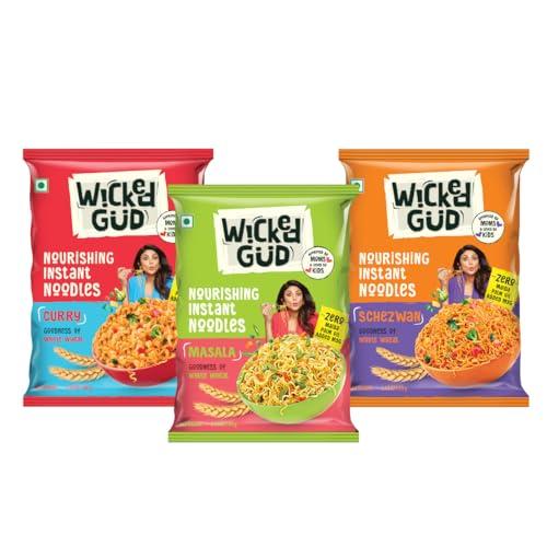 WickedGud Nourishing Instant Noodles Range (Single Packs) | No Maida | No Oil | No MSG | High Protein | High Fibre | Cholesterol Free, 207 Grams - WickedGud Grocery