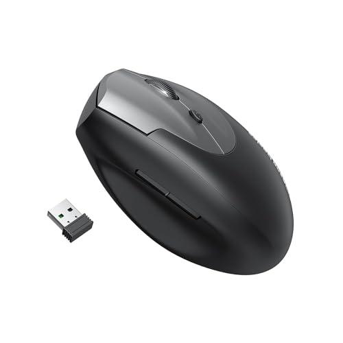 amazon basics Vertical Ergonomic Wireless Mouse – 6 Buttons, Adjustable up to 1600 DPI, 2.4G Optical, USB for Laptop/Mac/PC - amazon basics Personal Computer