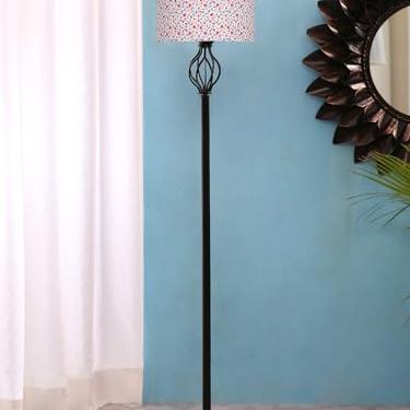 Devansh Printed Cotton Drum Spiral Iron Basket Floor Lamp -15 (12x56.7inches) - Devansh Home
