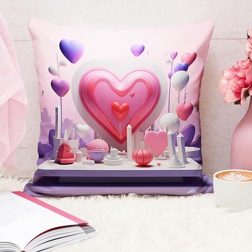 STITCHNEST Gift for Boyfriend Girlfriend Husband Wife Couples Girls Boys Printed Jute Cushion Cover, Set of 1 (16x16 Inches) - STITCHNEST Home