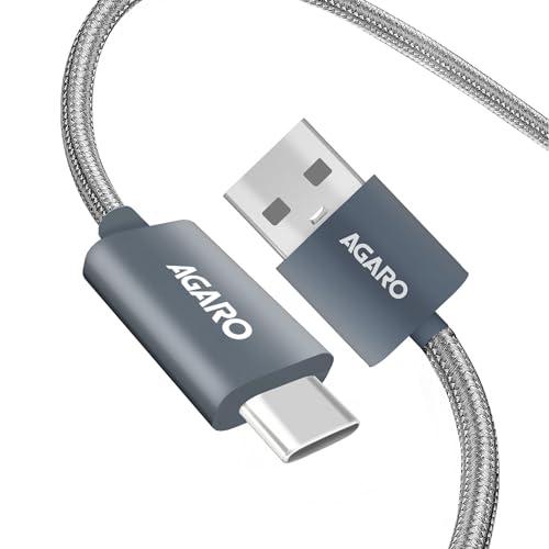AGARO USB-A to Type C Cable, Nylon Braided Cable, 65W, 6A Fast Charging, Compatible with All Type C Devices Including Smartphones, Tablets, etc, Supports PD, 1.5M (4.9Ft), 480 Mbps Data Transmission - AGARO Wireless Accessory