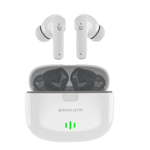 BOSTON LEVIN Levin Storm TWS Quad Mic Ai Enc in Ear Earbuds with Bt 5.3, Dual-Ear Calling,Type-C Charging,Ipx5,13Mm Drivers,Playtime Upto 32H,50Ms Low Latancy,Fully Touch Control in Ear Earbuds - BOSTON LEVIN Electronics