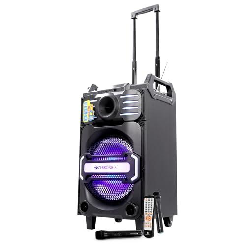ZEBRONICS Octane Trolley Party DJ Speaker, 48 Watts, Supports Dual Bluetooth, Dual USB, mSD, AUX, Karaoke Function, Two Wireless Mic, DJ Mixer Control, 5 Band Equalizer - ZEBRONICS Electronics