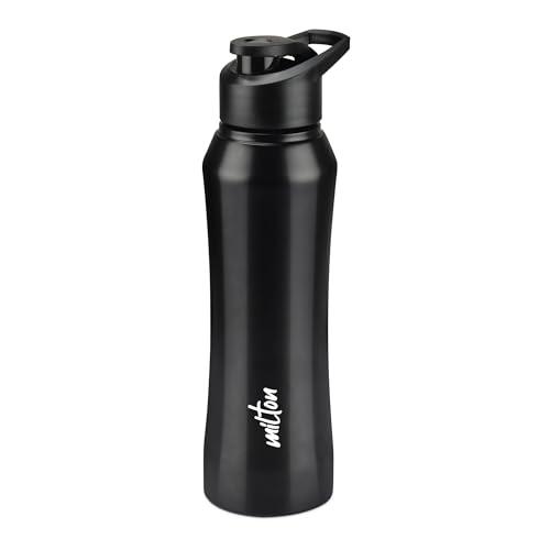 MILTON Comet 1000 Stainless Steel Water Bottle 1000 ml, Single Walled, ISI Certified I Leak Proof Lid, Rust Proof I For School, Office, Gym I Black - MILTON Kitchen