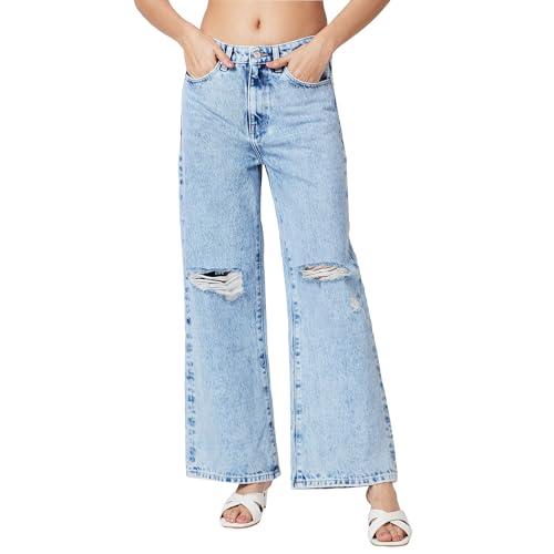 Spykar High Rise Wide-Leg Blue Jeans for Women (Size: 32)-WDBLW1BD255-Light Blue - Spykar Apparel