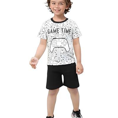 Toonyport Kids Gamer Printed T-Shirt and Shorts Set (White & Black) (2 Years - 3 Years, White & Black) - Toonyport Apparel