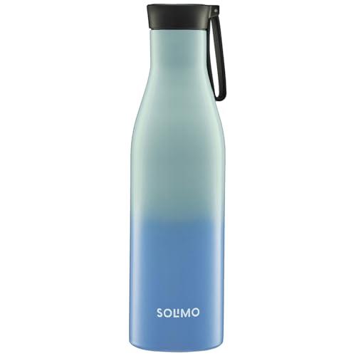Amazon Brand - Solimo 850ml Stainless Steel Vacuum Insulated Bottle with Carry-on Strap | Double-Wall Insulation, Leak-Proof, 24 Hours Hot and Cold | for Work, Home, Commute and Travel | Blue & Green - Amazon Brand - Solimo Kitchen