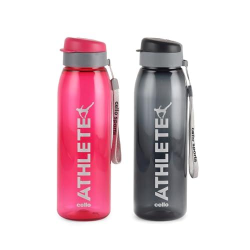CELLO Athlete Flip Top Lid Water Bottles Set of 2, 800ml Each | Unbreakable & Hygienic | BPA-Free, Food Grade | Airtight, Leakproof | Plastic Water Bottle Set For Fridge, Home, Kitchen, Gift - CELLO Kitchen