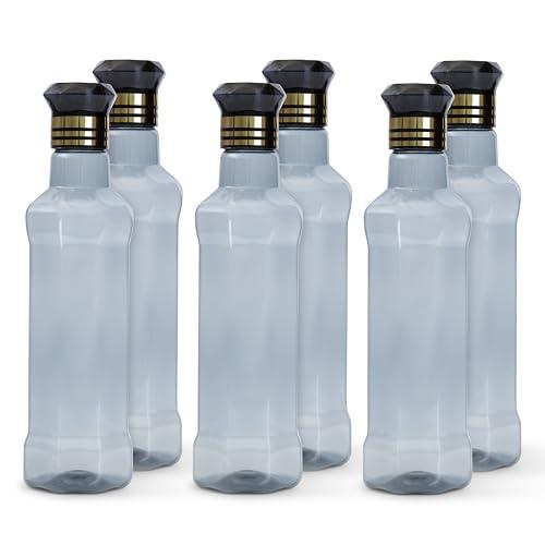 HW Kitchen Plastic Water Bottle I Water Bottle 1 Ltr | Ideal For Kitchen Home Office Travel Small Fridge For Room Gym| Unbreakable & Leak Proof I BPA Free | Set Of 6 Water Bottles, Blue - HW Kitchen