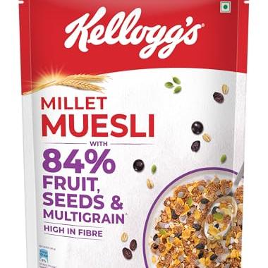Kellogg's Millet Muesli with 84% Fruit, Seed & Multigrain 500g | High in Fibre | Multigrain Breakfast Cereal - Kellogg's Grocery