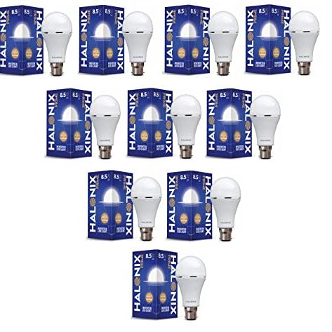 Halonix 8.5W Rechargeable Emergency Inverter LED Bulb | Emergency Light | Upto 4 Hours Battery | B22D | 1 Year – Warranty (Pack of 10, White)