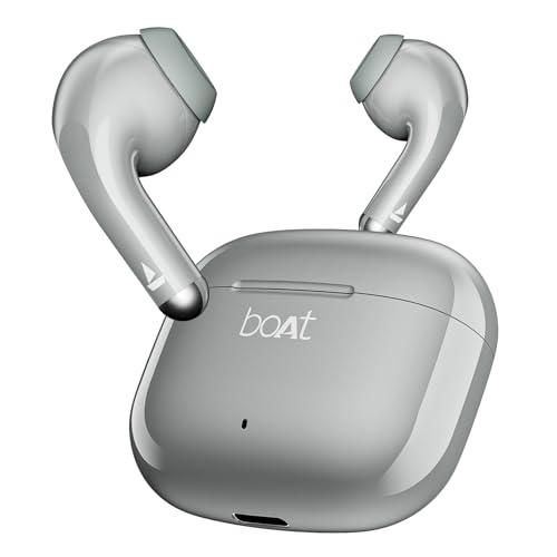 boAt Airdopes 101v2, 35H Battery, ENx Tech, 13mm Drivers, ASAP Charge, Flex-Fit Ear Tips,Stream Ad Free Music via App Support, Bluetooth Earbuds, TWS Ear Buds Wireless Earphones with mic (Cloudy Grey) - boAt Electronics