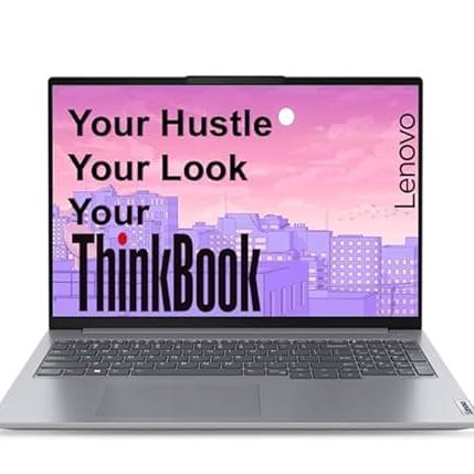 Lenovo ThinkBook 16 AMD Ryzen 5 7535HS (16GB RAM/512GB SSD/Win 11 Home/Office 2024/Backlit Keyboard/Fingerprint) 16" WUXGA IPS 300 Nits Thin & Light Laptop/1Y Warranty/Aluminium Top/1.7kg, 21MWA0BSIN - Lenovo Personal Computer