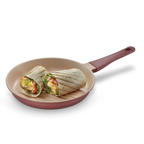 Prestige 24cm Omega Die-Cast Non-Stick Grill Pan | 3-Layer Coating | Die-Cast Body | Metal Spoon Friendly | Heavy Base | Pink - Prestige Kitchen