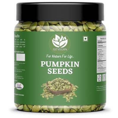 Go Vegan 100% Natural & Premium Pumpkin Seeds 1kg - Raw Seeds for Eating | Immunity Booster and Protein Rich Seeds | Healthy Diet Snacks Diwali Gift Pack (Pumpkin Seeds 1 Kg) - Go Vegan Grocery