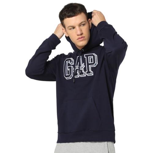 GAP Men's Cotton Neck Hooded Sweatshirt (442306694_Navy - GAP Apparel