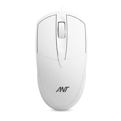 Ant Globe 10 Wired Optical Mouse with 1200 DPI, USB Connectivity, Lightweight Design, Durable 3 Buttons, Compatible with Windows/Mac/Linux White - Ant Personal Computer
