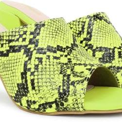 Action Patent Leather Sandals| Pattern| Transparent Block Heel| Ankle Strap_NeonSnake_7 - ACTION Signora Shoes