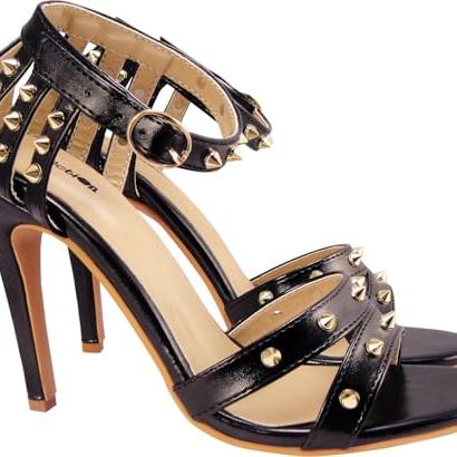 Action Women's Platform Sandals|Studded Straps| Block Heel| Ankle Strap_Black_6 - ACTION Signora Shoes
