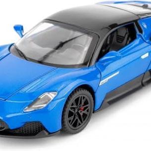DropDeal® 1:32 Maserati MC20 Realistic Design Metal Toy Car Diecast with Openable Doors Light Sound Pull Back Features for Kids Play & Gift or showpiece & Collection. (Blue) - DropDeal Toy