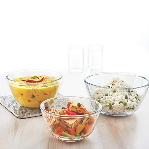 Borosil Glass Mixing Bowl - 900 ml, Set of 3, Transparent - Borosil Kitchen