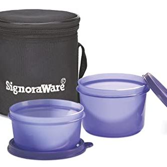 Signoraware Executive Small Lunch Box with Bag, 15cm, Violet - SIGNORA WARE Kitchen