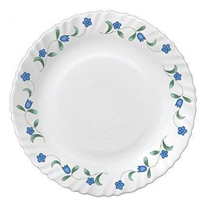 La Opala Diva Classique Collection Opal Glass Crockery | for Family of 6 | Dinner Set 33 pcs Juniper Blue | Plates & Bowls for Dining | Microwave Safe | 100% Vegetarian | Extra Strong | White - La Opala Kitchen