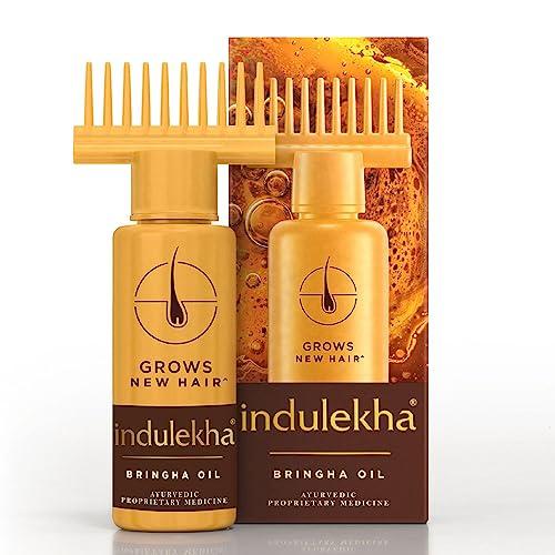 Indulekha Bringha Ayurvedic Hair Oil 100 ml|| Hair Fall Control and Hair Growth with Bringharaj & Coconut Oil - Comb Applicator Bottle for Men & Women - Indulekha Beauty