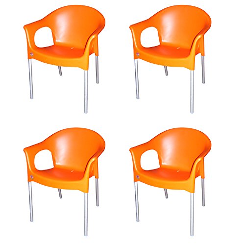 Cello Metallo Cafeteria Set of 4 Chairs (Orange)